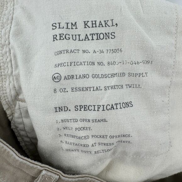 AG ADRIANO GOLDSCHMIED Vintage Standard Issue Khaki Straight Leg Pants Size 34 - Picture 8 of 8